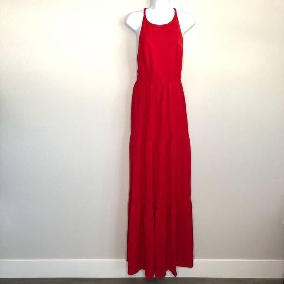 NWT DRESS THE POPULATION Asa Halter Neck Maxi Sun Dress XS - Picture 6 of 11